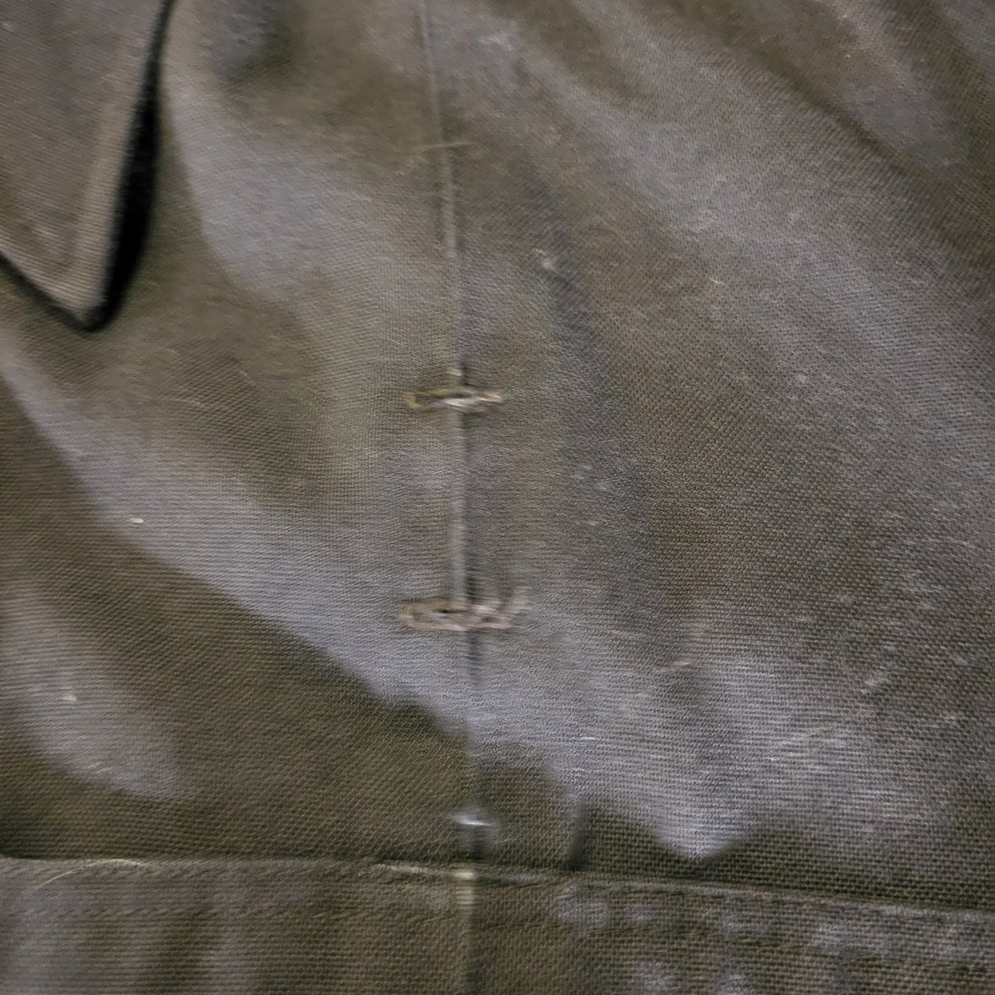 Vintage Flying Cross Dacron Rayon Blend Navy Blue Faux Button Zip 26" P2P