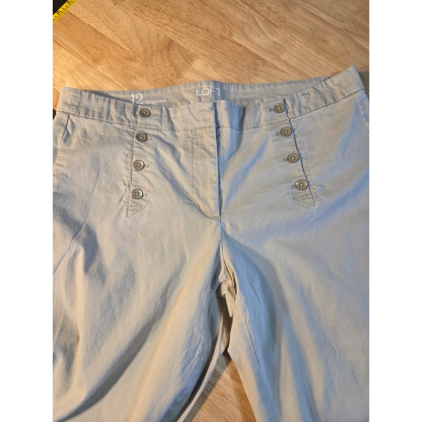 Ann Taylor Loft size 12 original sailor front wide leg khaki pants cotton