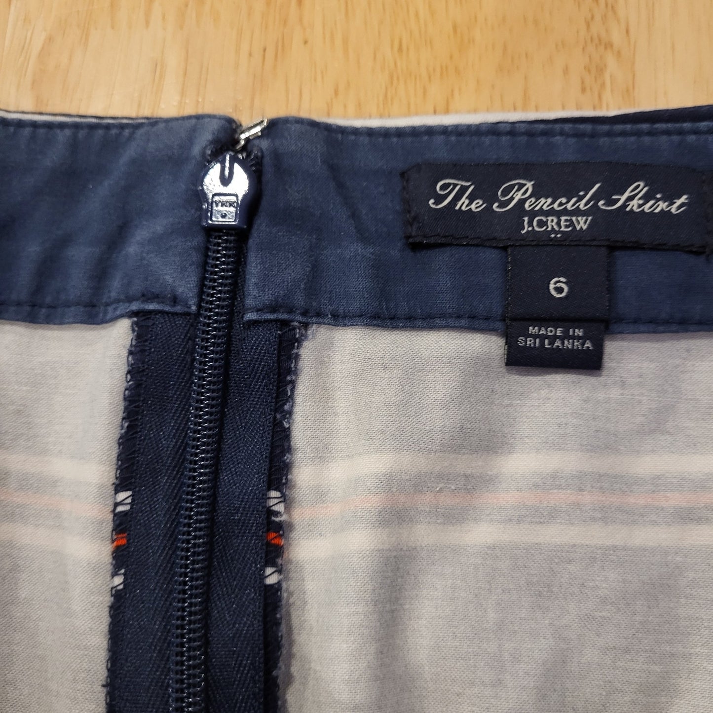 J.Crew The Pencil Skirt Red White Blue Stripes Cotton Size 6