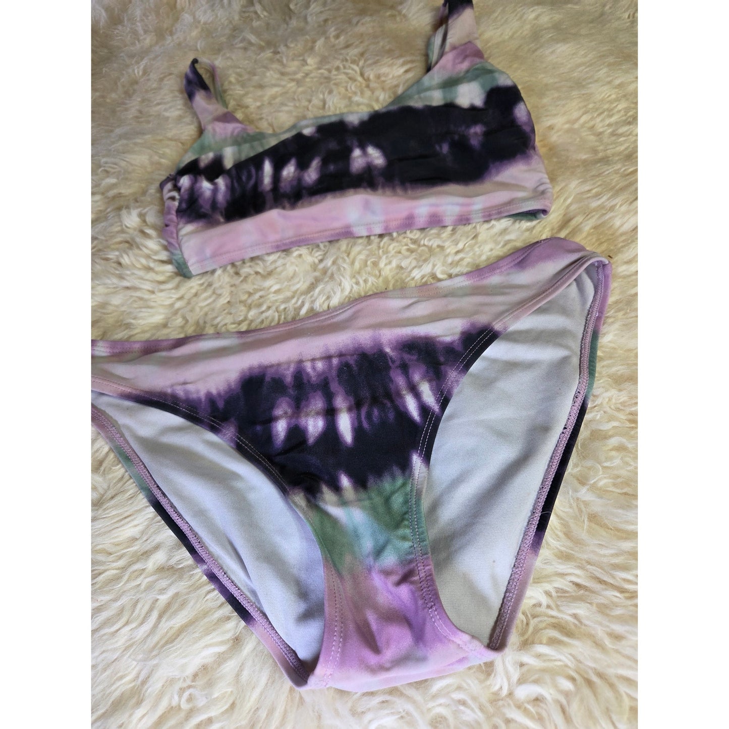 Truecraft Tie Dyed Bikini Purple Turquoise Small