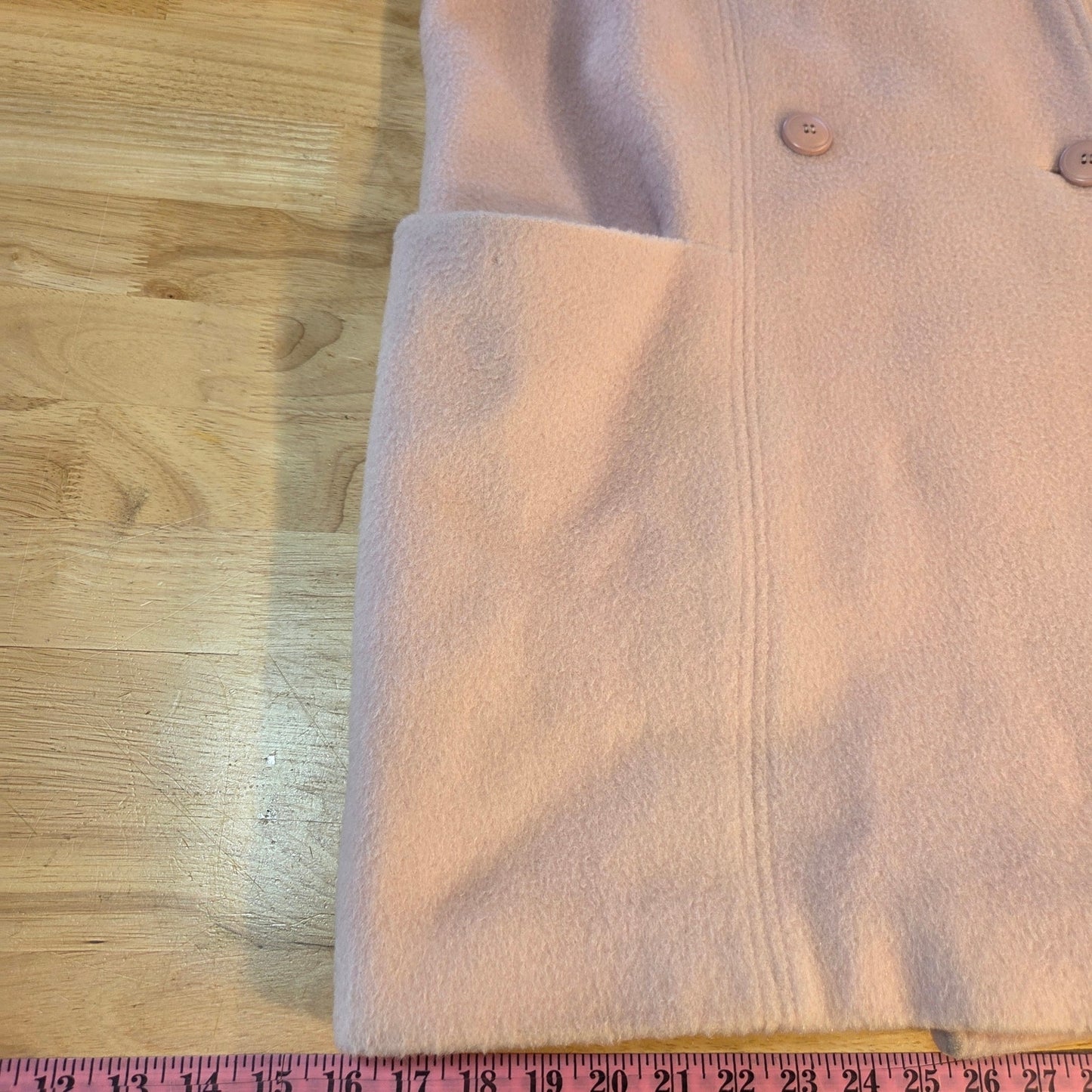 Leaventhal Kingston New York pink vintage wool midi jacket large shoulder pocket