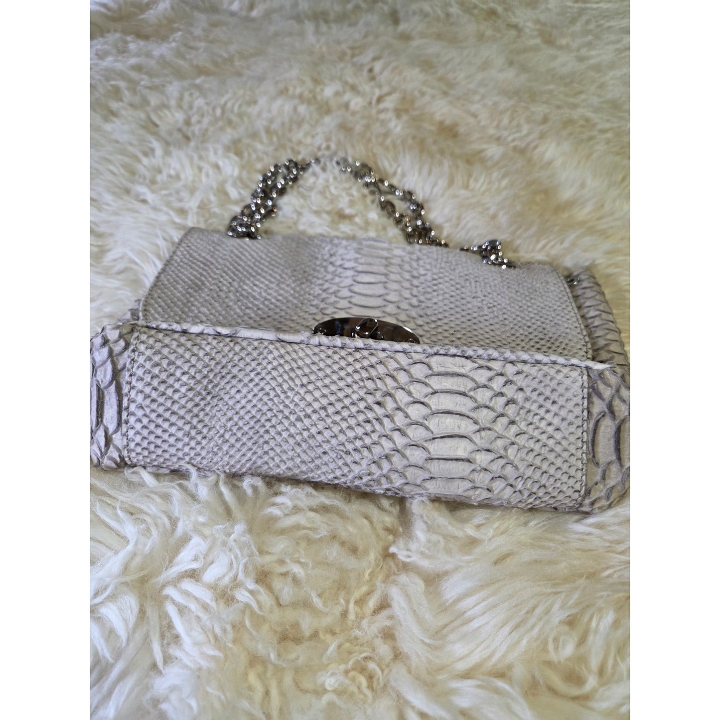 Doncaster Made IN Italy GRAY Alligator Bag Silver Chain Hardware 8" X 12"