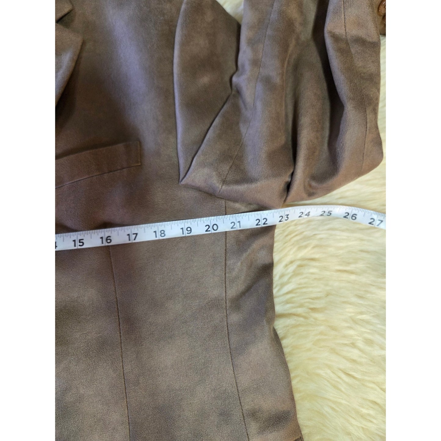 Polo Ralph Lauren Beige Microsuede Sport Coat Blazer Leather Feel 23" p2p 30" lg