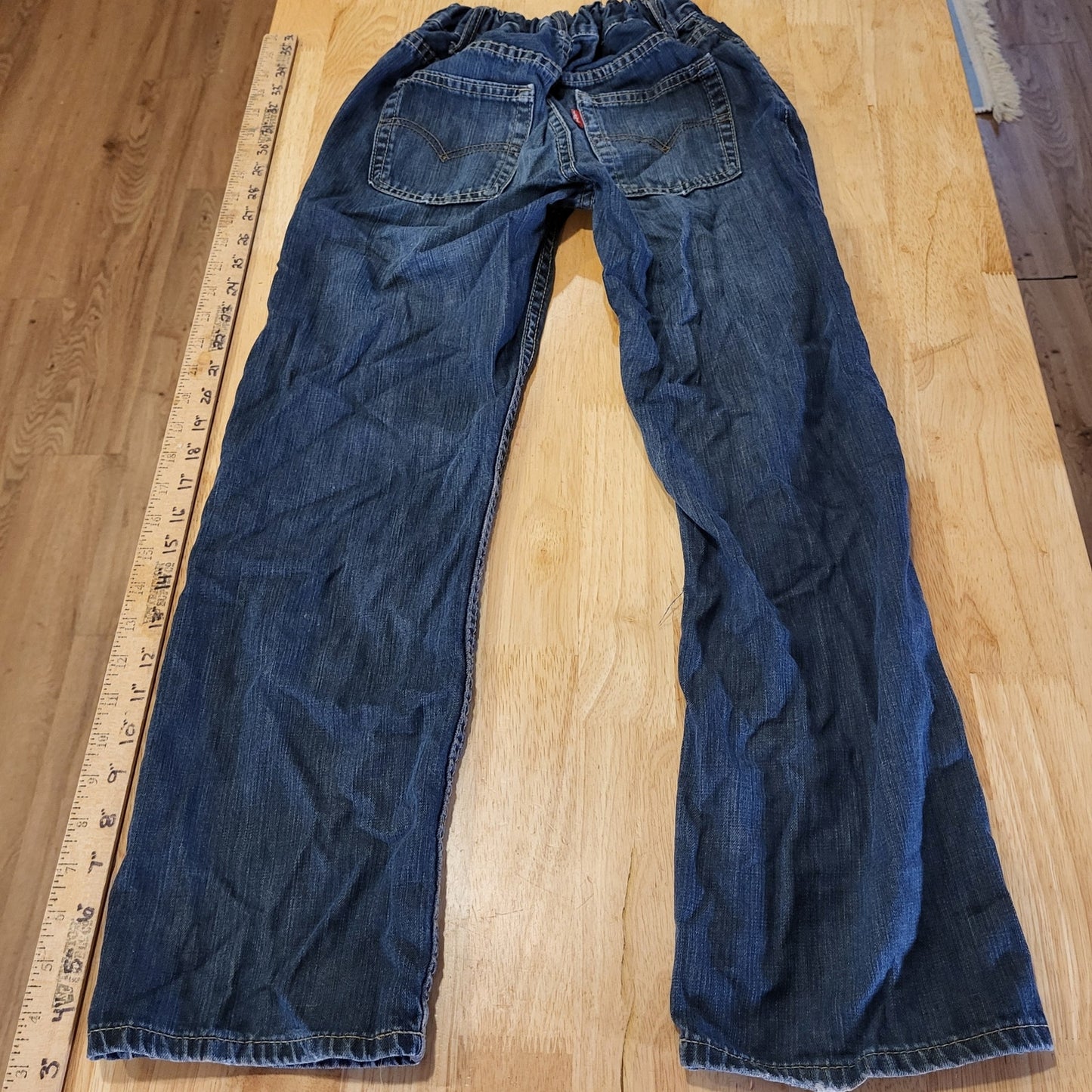 Levi's 505 Kids Jeans Size 12 Regular Adjustable Waist Medium Dark Wash