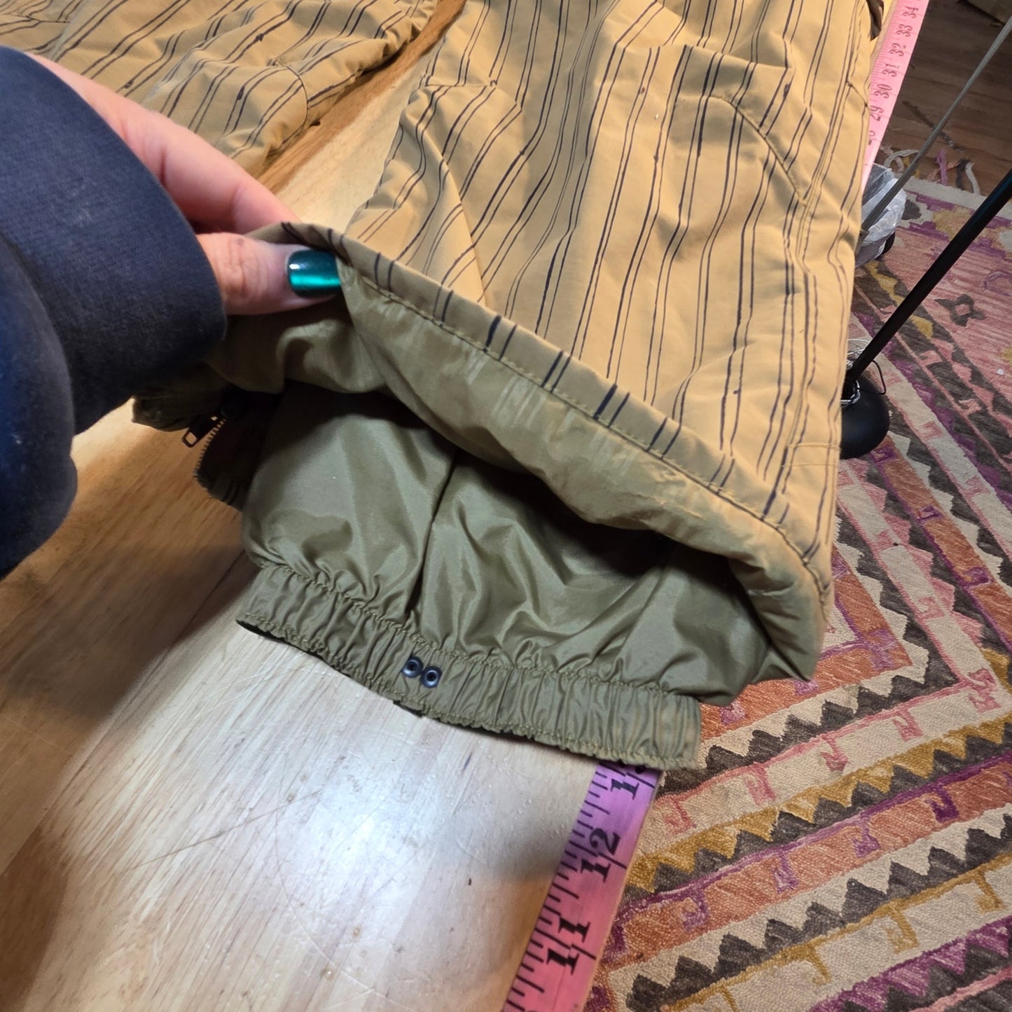 Burton Sean White Collection khaki pinstripe kids snowboard pants large pockets
