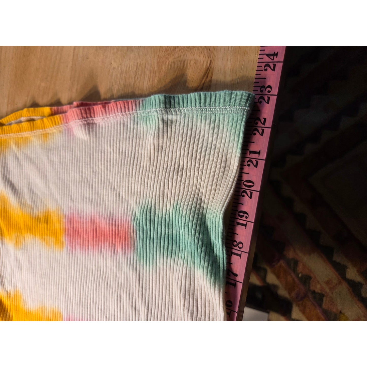 Free People Rainbow Tie Dye Strip Ribbed Knit Jersey Tank Top 12"p2p L