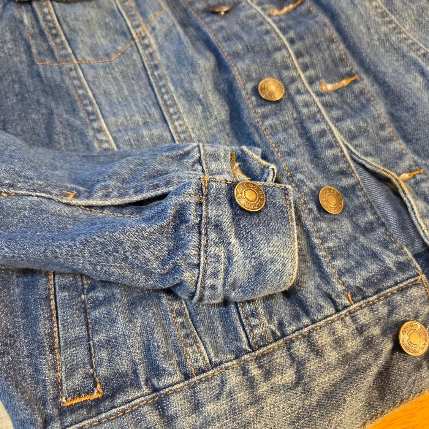 Route 66 Kids Denim Jean Jacket Size 10/12 Pockets Buttons 18" P2P