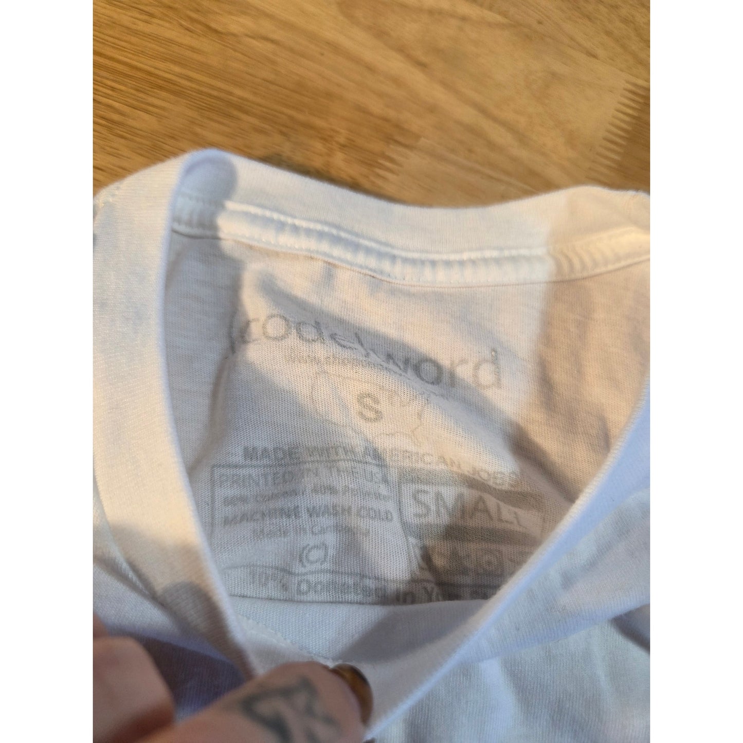 "You Had Me at Day Drinking" Codeword tee white cotton made in America small