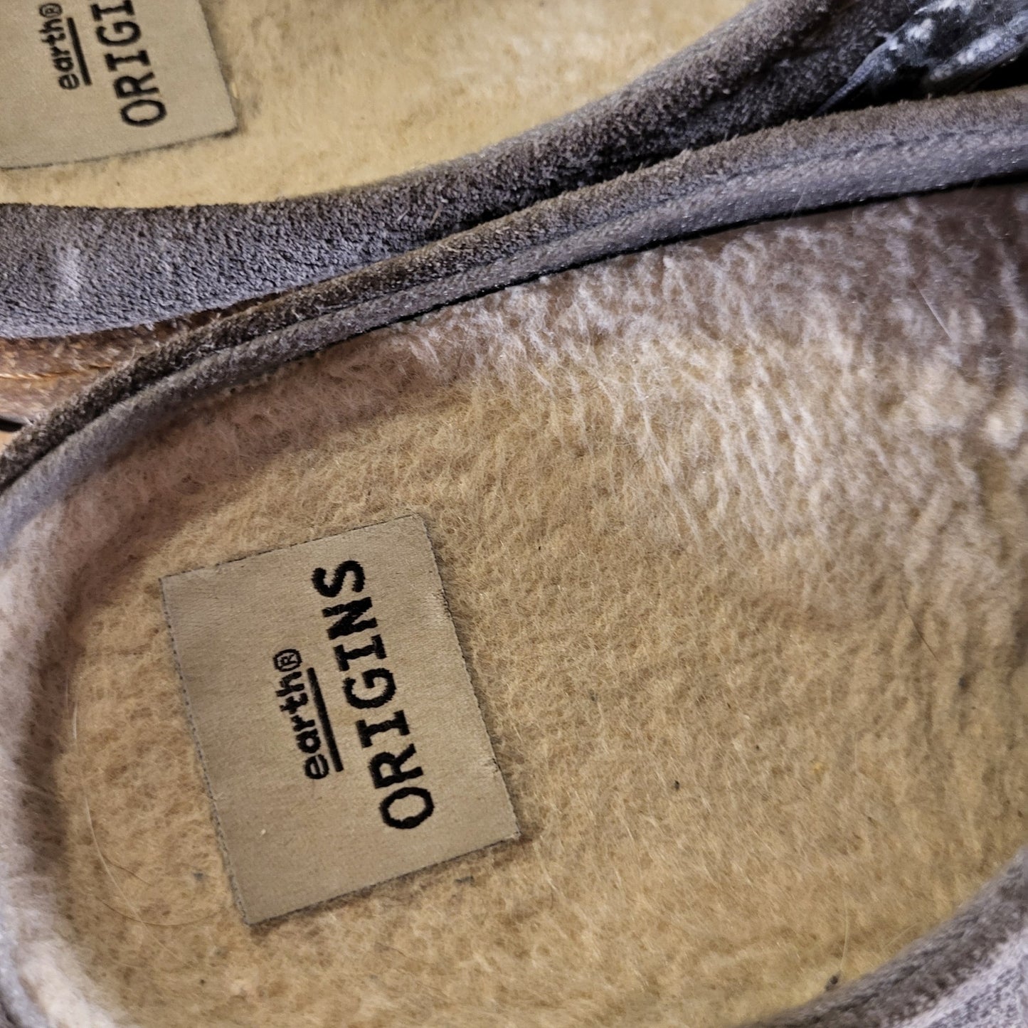 Earth Origins Gray Suede Leather Shearling Lined Clogs Comfort Sole 10W