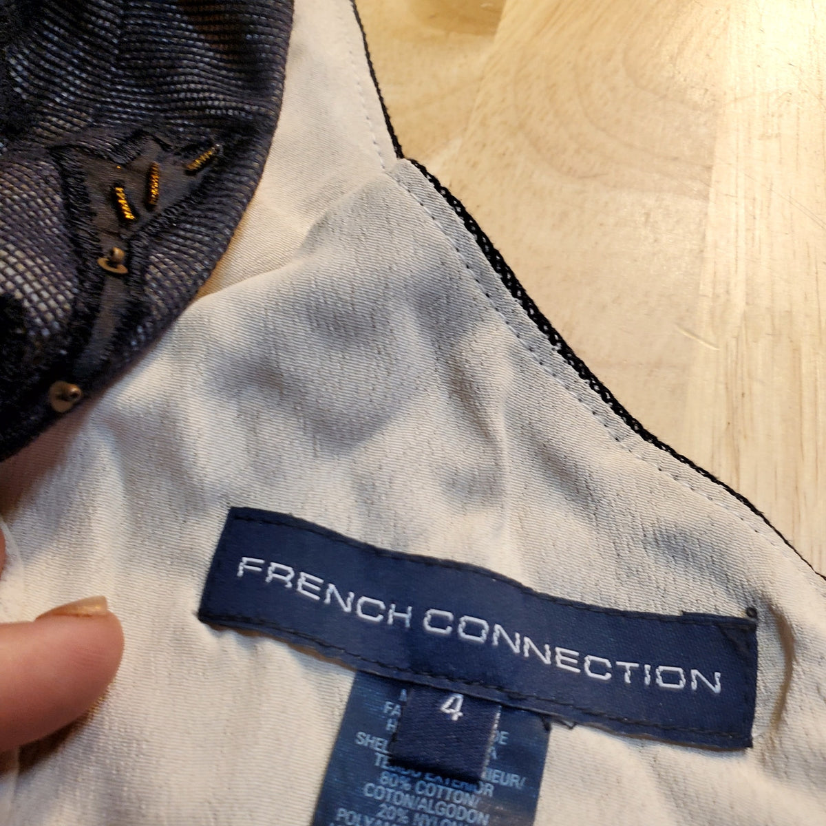 French Connection Size 4 One Shoulder Heavily Embroidered Mesh Lined Dress