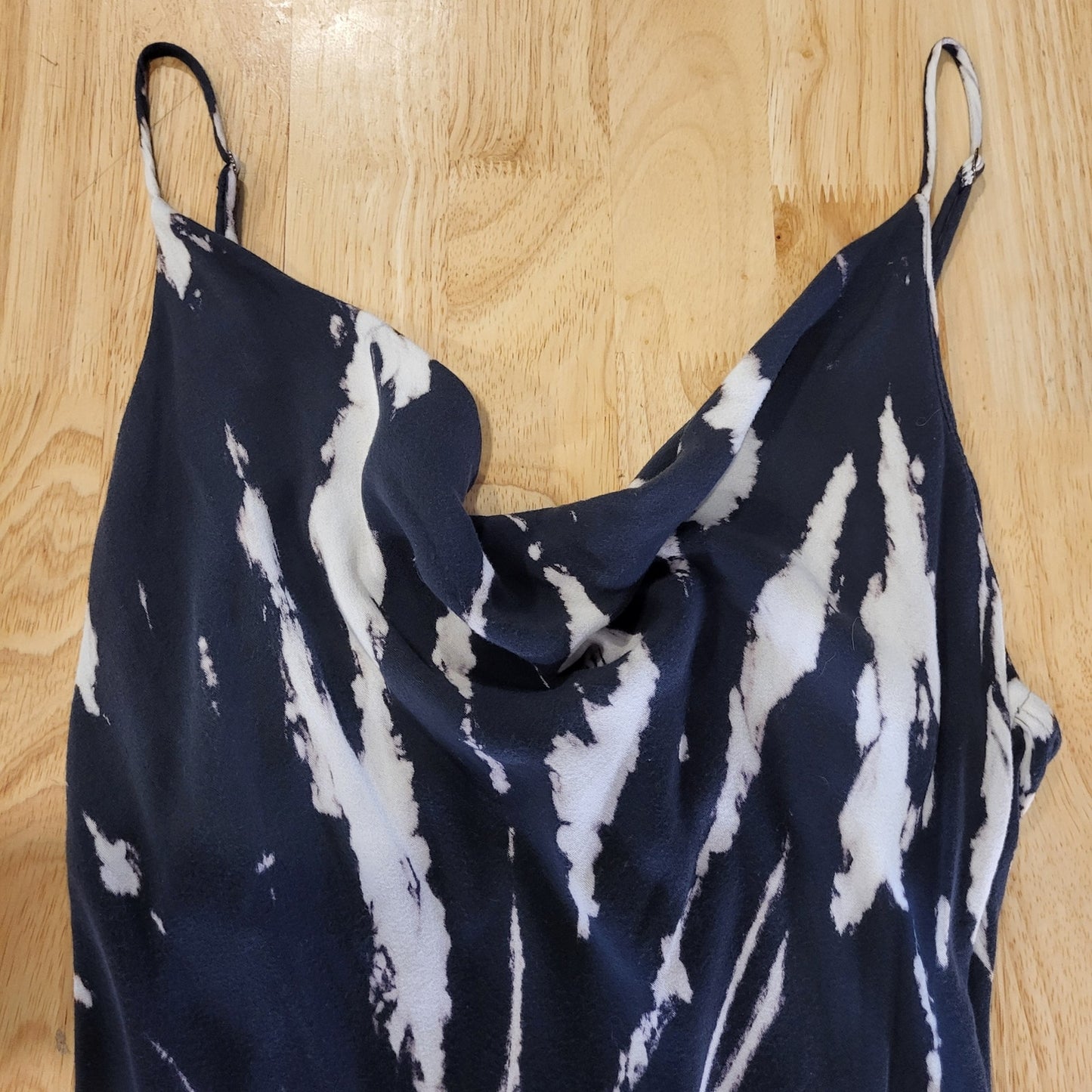 Fourteen & 9th Cowell Neckline Spaghetti Strap Jersey Knit Black Tie Dye Maxi