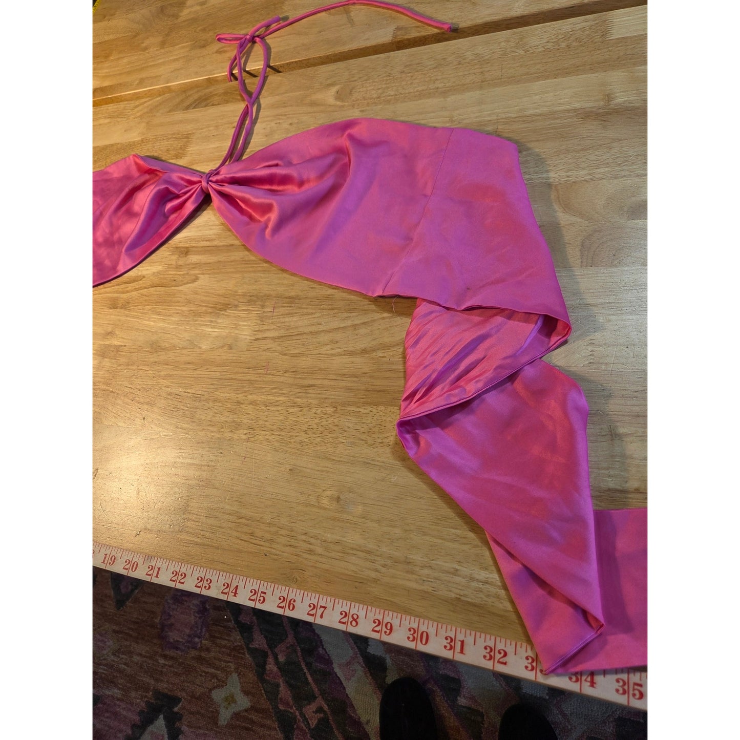 Princess Polly Pink stretch Satin halter Bando top tie back tie neck US 12