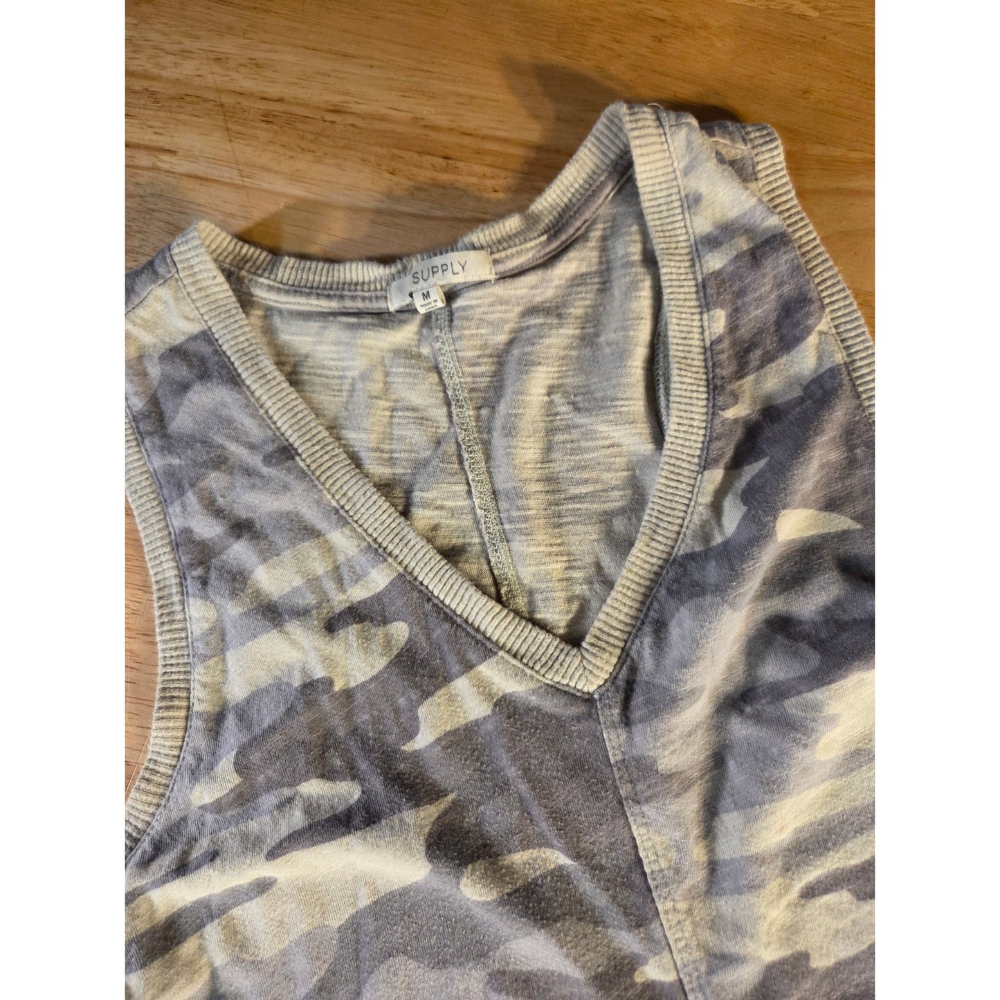 Z Supply Jersey camouflage t-shirt dress v-neck sleeveless green khaki medium