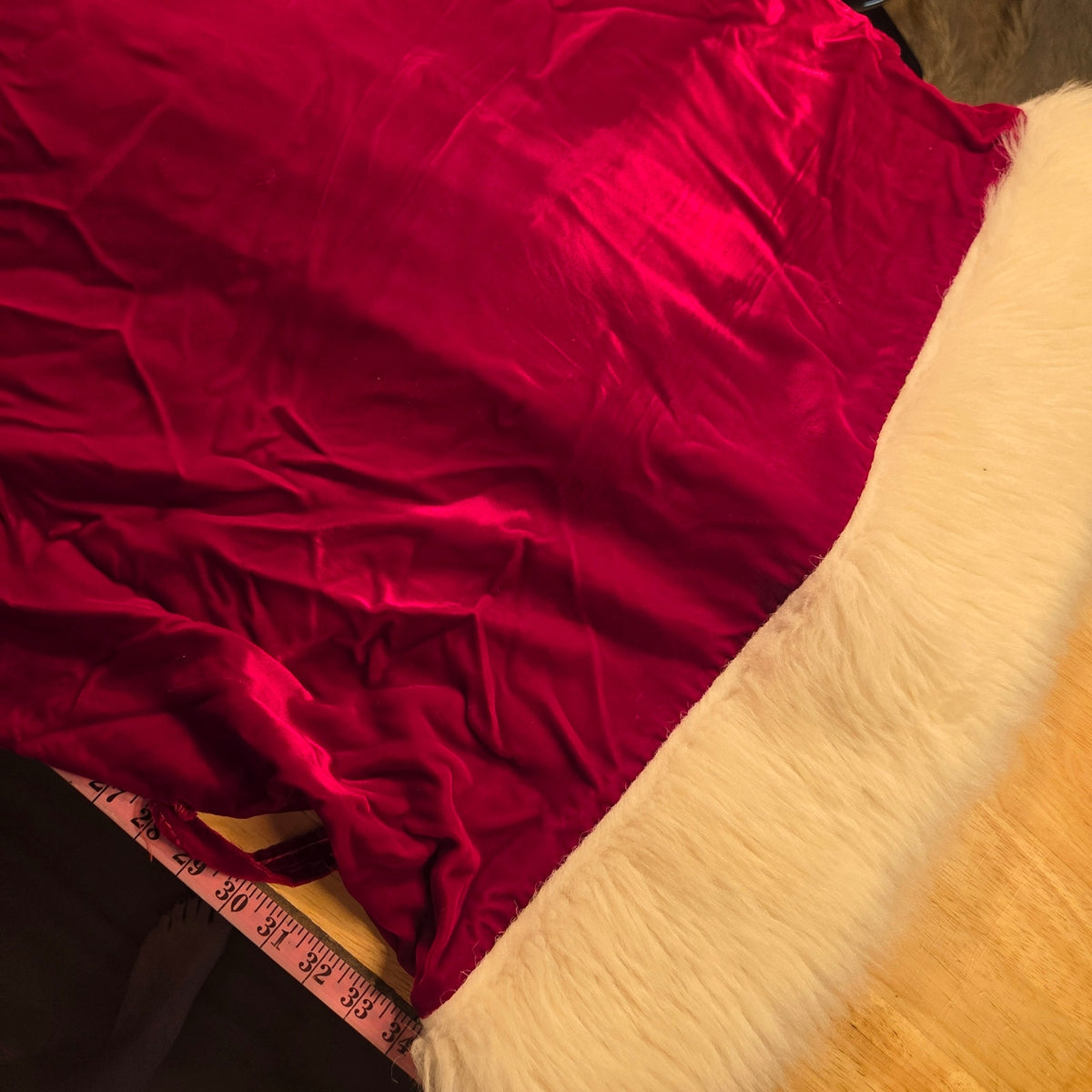 Vintage velvet Santa costume with hat zip front fur lined 42" elastic waist