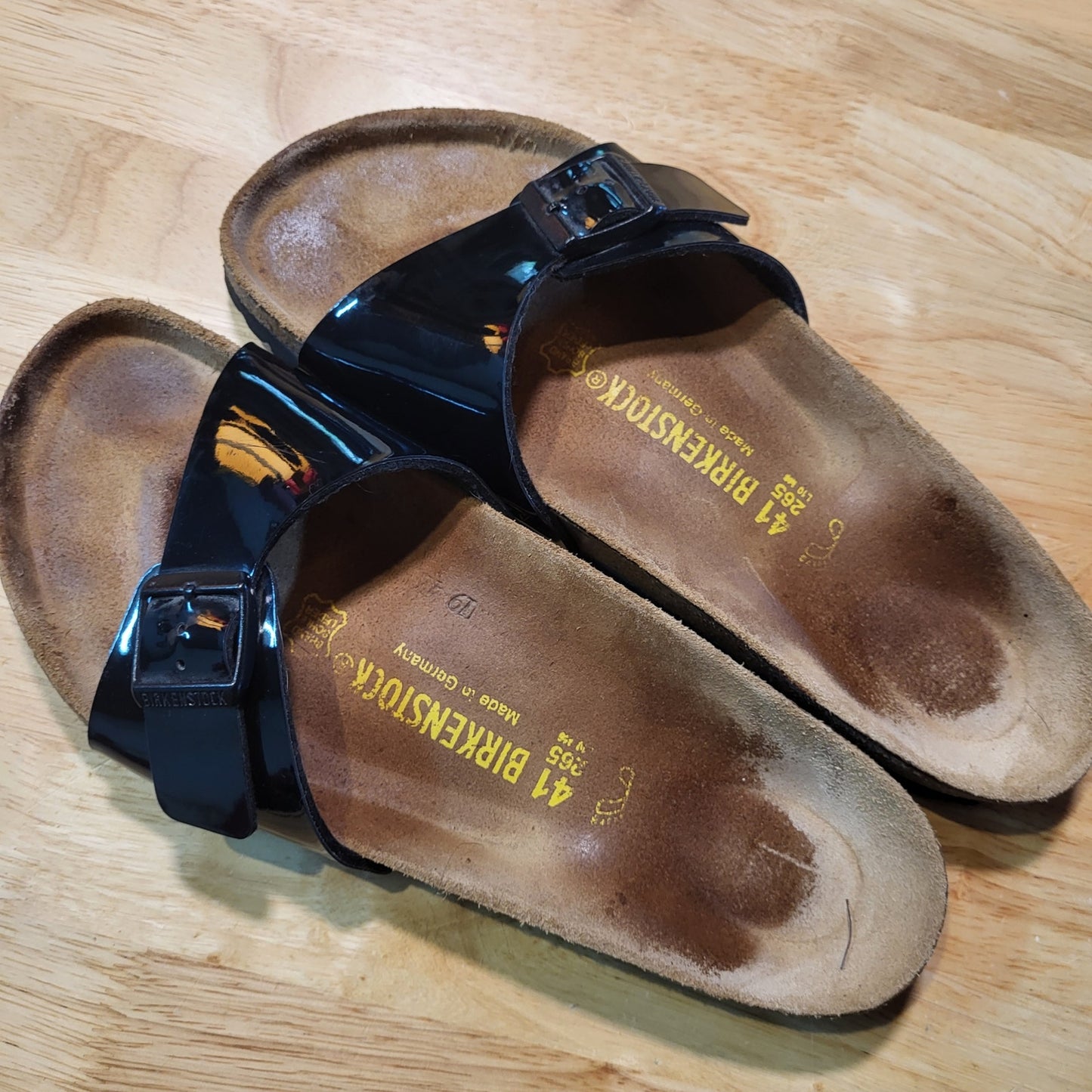Birkenstock Black Pattern Leather Size 41 Leather Good Condition