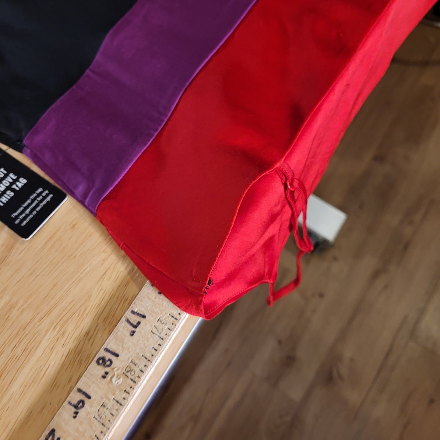 Express Color Block Satin Spaghetti Strap Red Pink & Black Midi Side Slit small