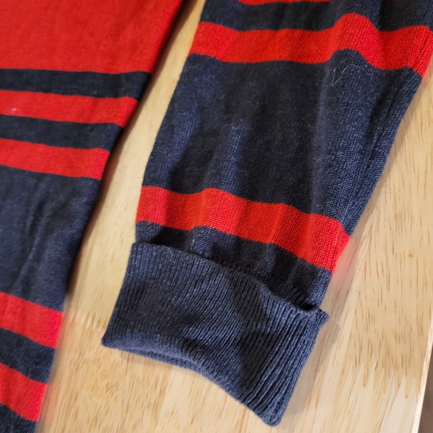 French Connection Red & Gray Striped Long Sleeve Mini Sweater Dress Bodycon Sm