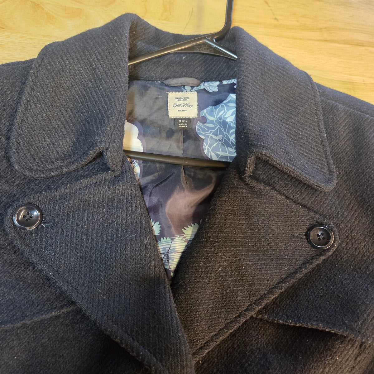 Old Navy xxl recycled wool blend peacoat black big buttons classic style