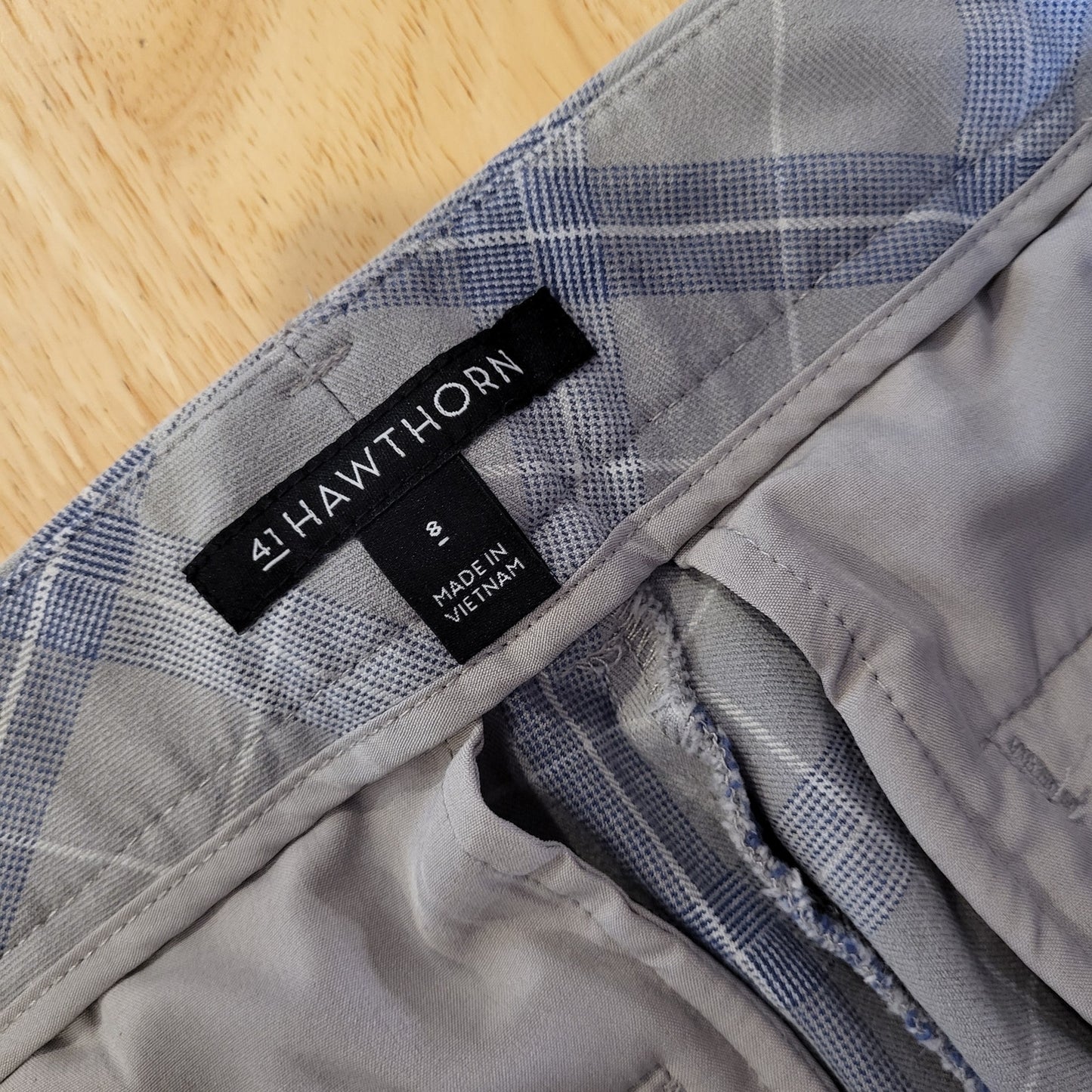 41 Hawthorn Gray Plaid Straight Pants Cotton Viscos Size 8
