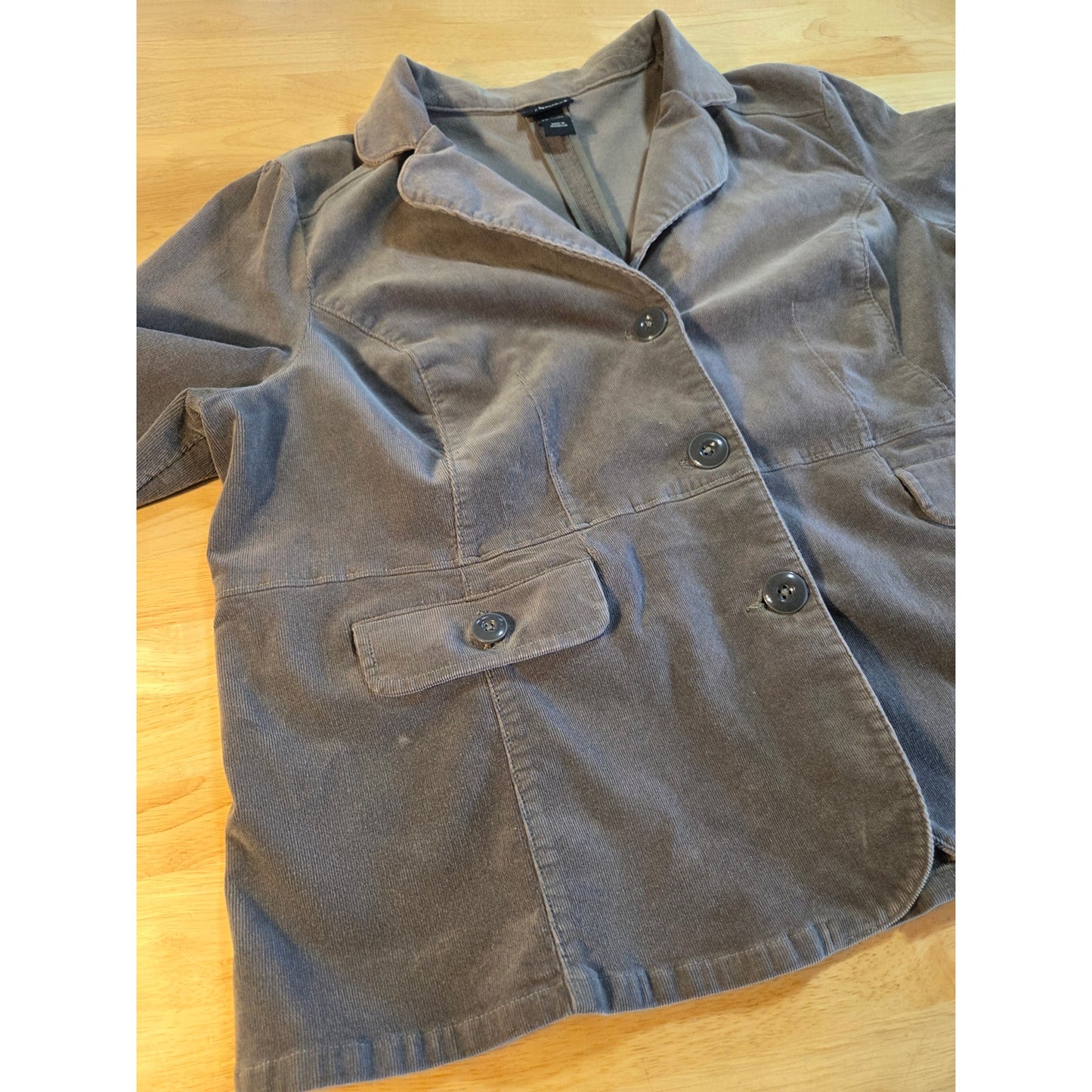 Lane Bryant 2024 w 100% cotton gray corduroy blazer coat pockets tailored