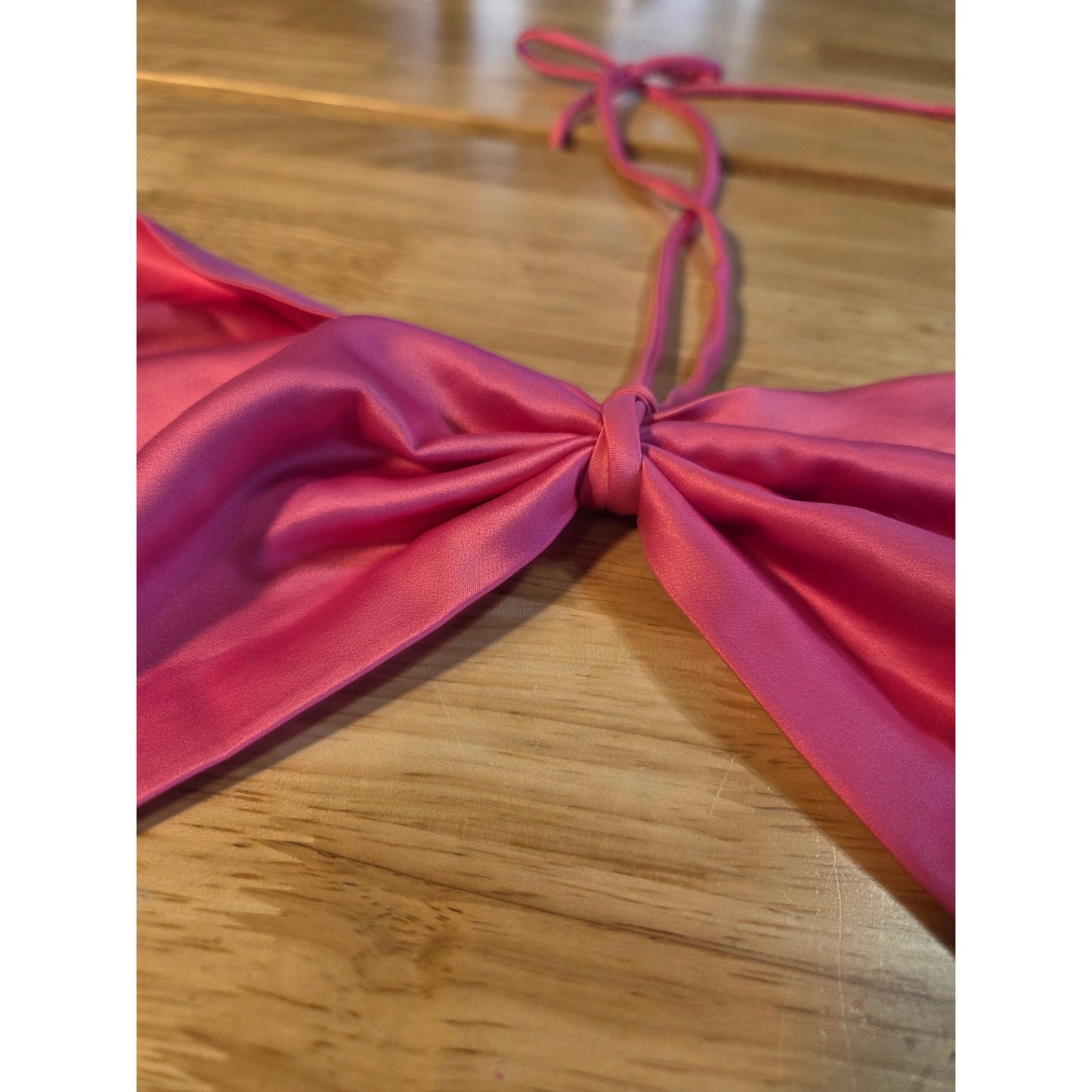 Princess Polly Pink stretch Satin halter Bando top tie back tie neck US 12