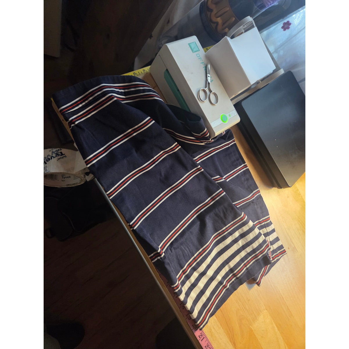 J.Crew pencil skirt red white and blue striped cotton short size 6 invisible zip
