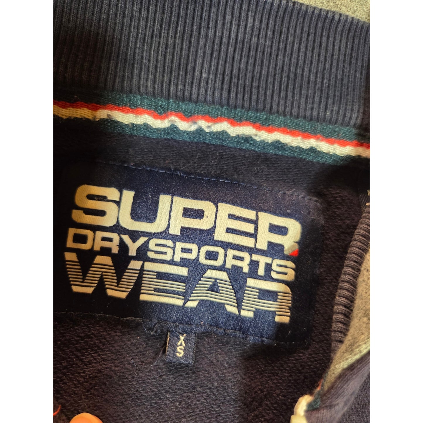 Supreme hoodie navy blue white graphic contrast sleeve zip hoodie cotton xs