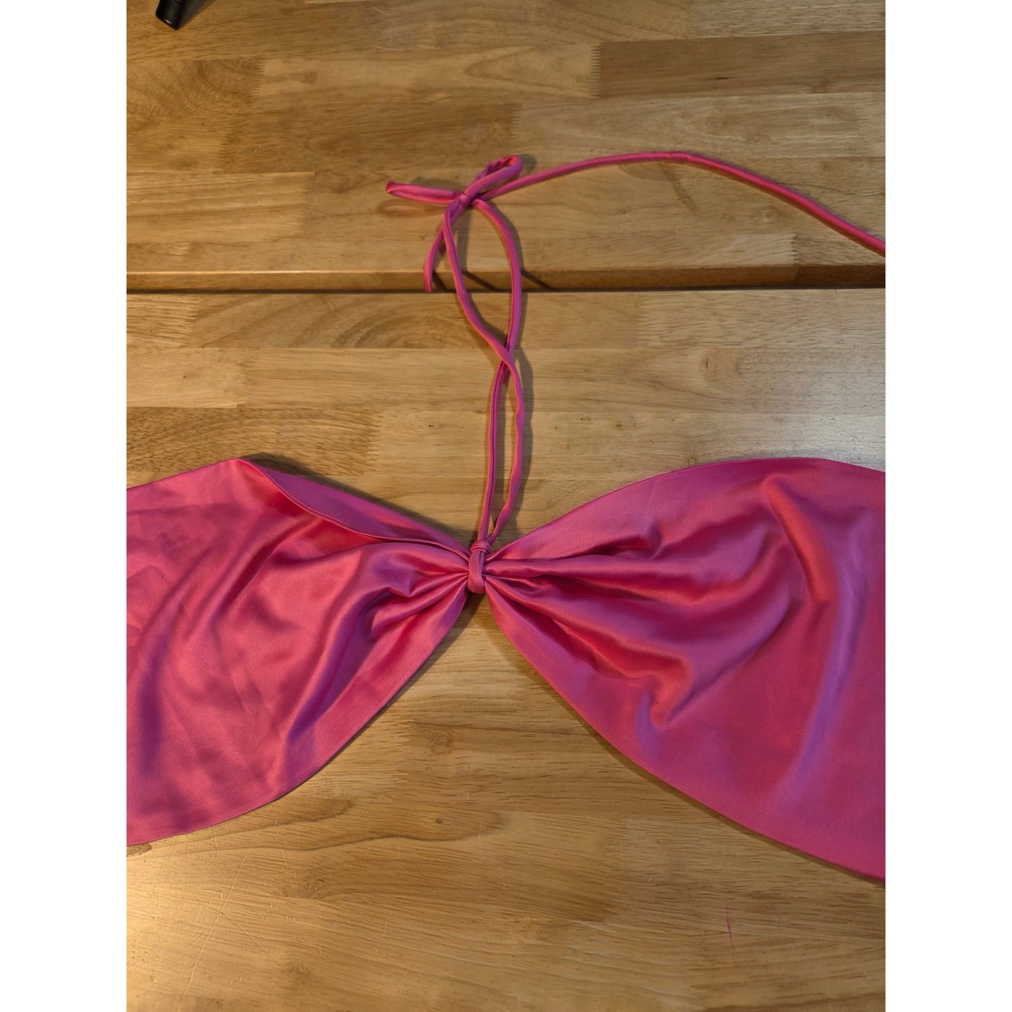 Princess Polly Pink stretch Satin halter Bando top tie back tie neck US 12