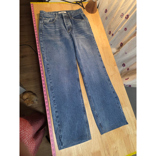 Old Navy Extra High Waist Wide Leg Medium Wash Jeans Size 14 Pocket Detail