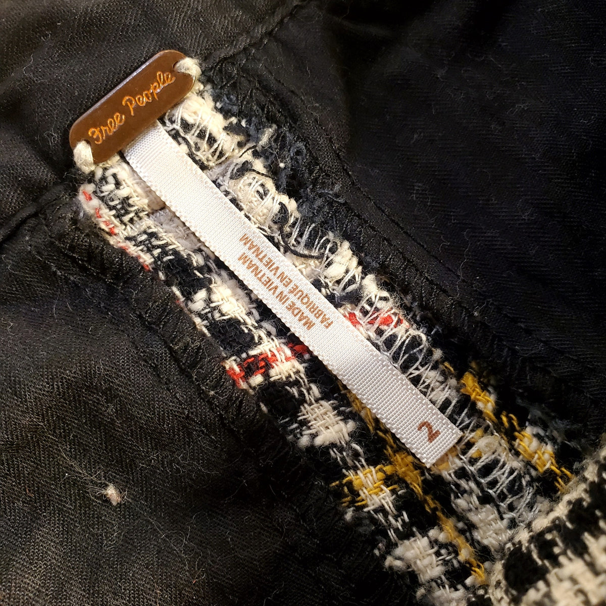 Free People 100% cotton size 2 plaid cigarette pants striped side