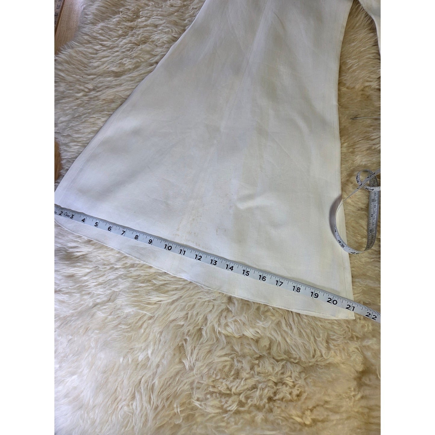 Worth size 8 100% Linen Fully Lined Wide Leg Bell Bottom Pants small stain leg
