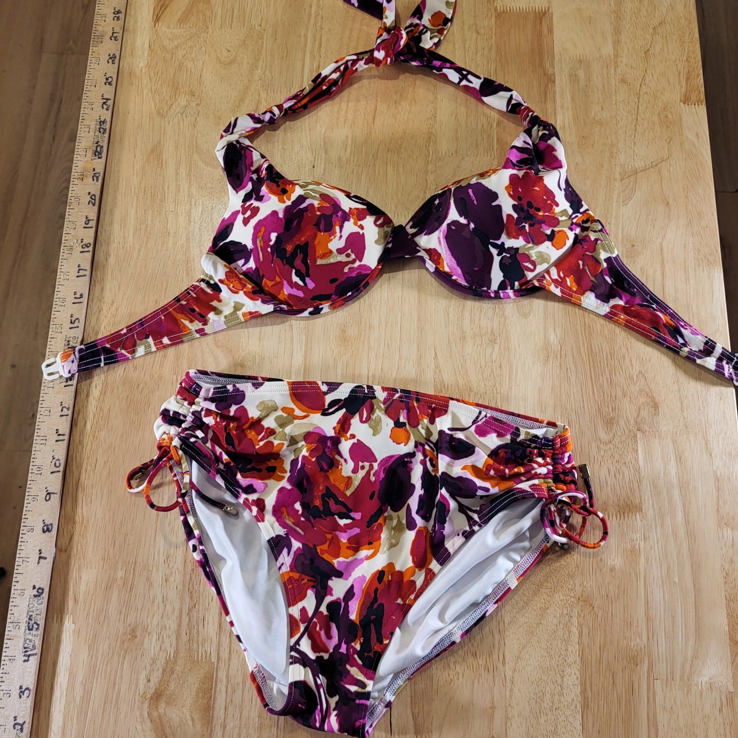 Be Creative Two Piece Halter Bikini Floral Abstract Padded Large