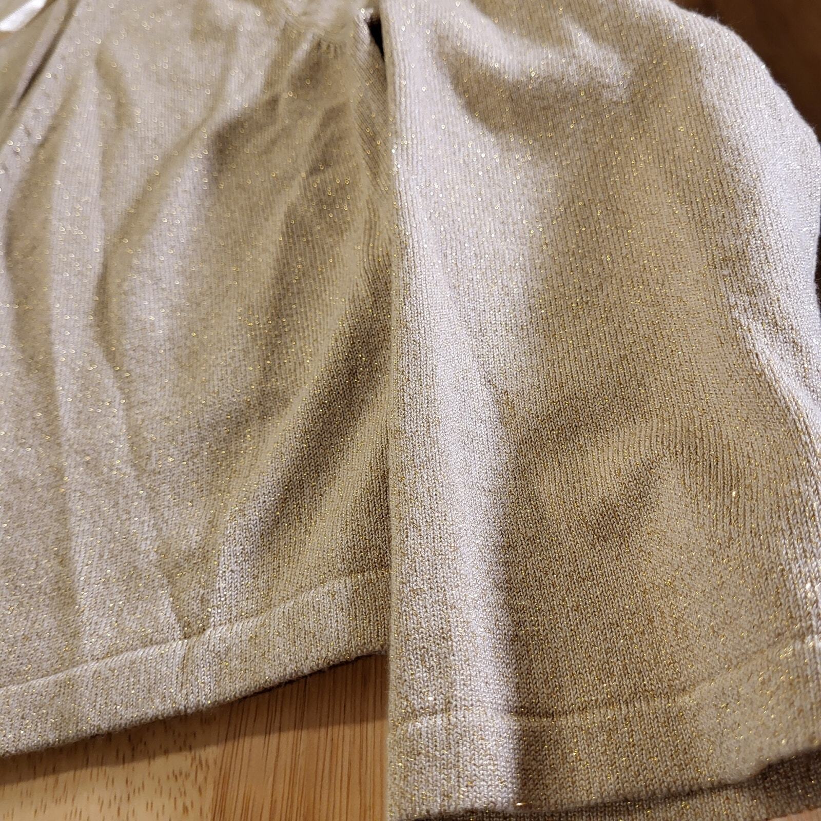 Leslie Fay Gold Metallic Bolero Cardigan Size Small 3/4 Sleeve