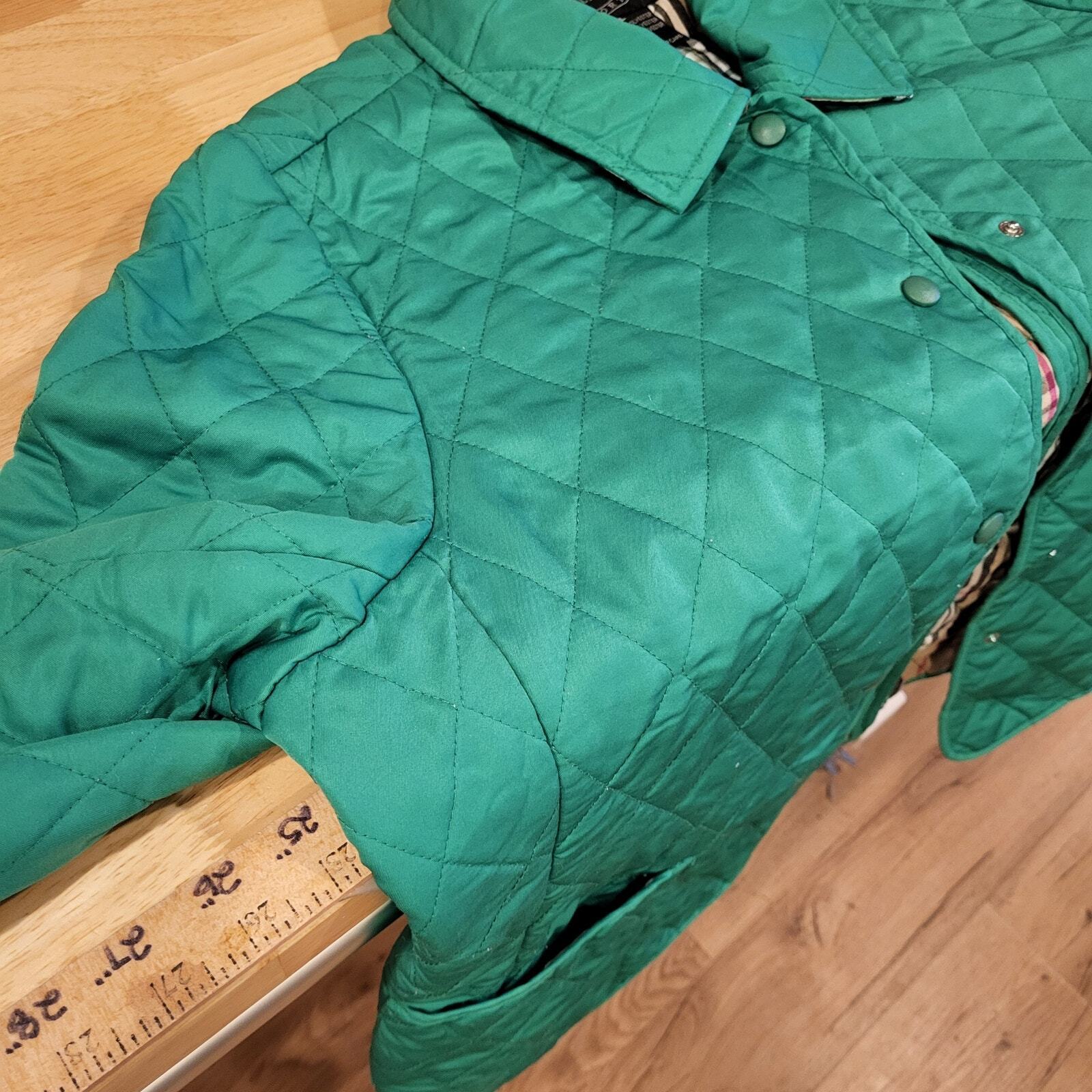 Selena Sport Green Quilted Jacket Plaid Tartin Lined Pockets XL