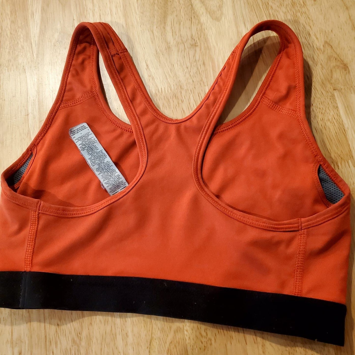 Red Nike Sports Bra Script Print Black Trim Elastic Small