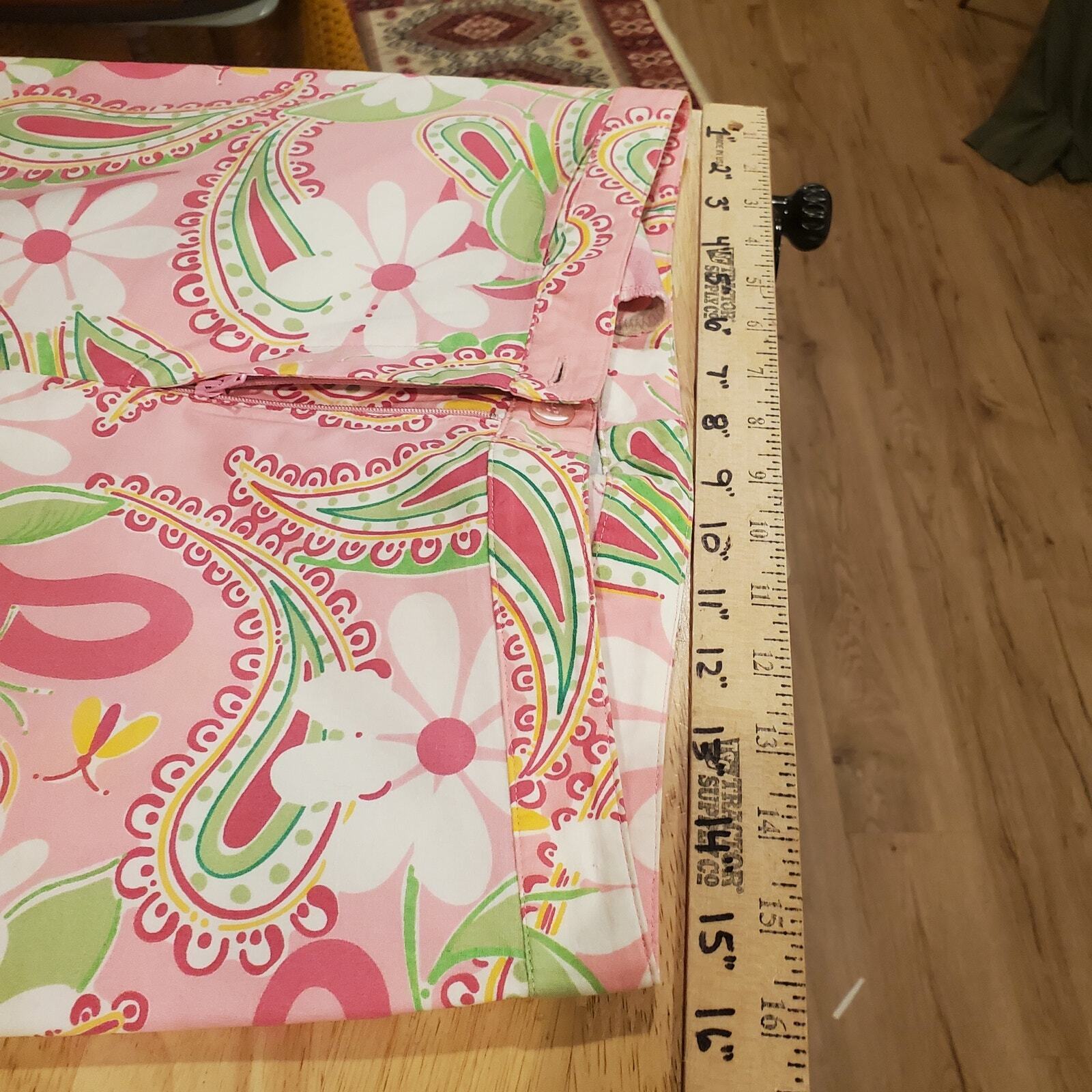 Lilly Pulitzer Pink & Green Paisley Floral Straight Pants Golf