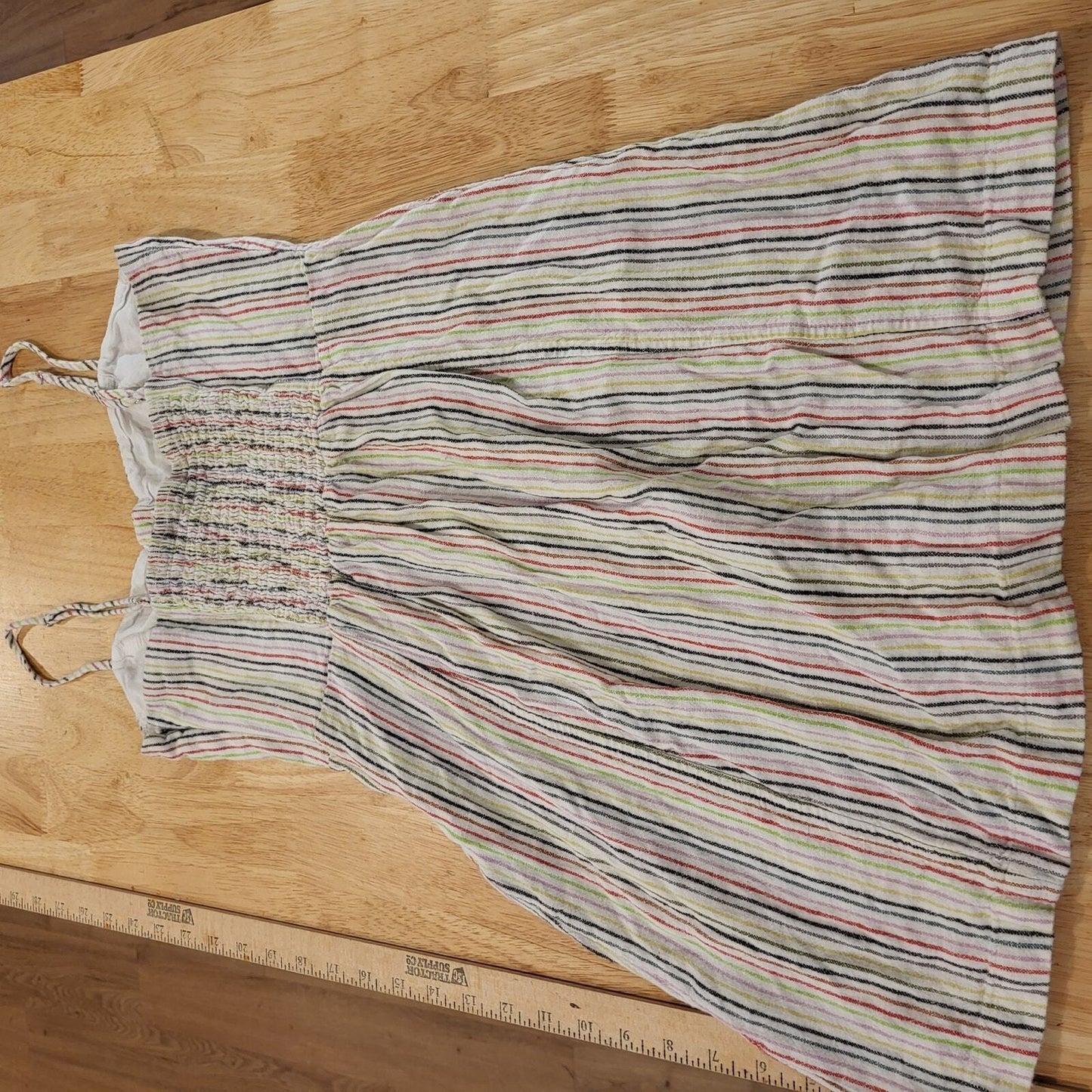 Cotton Forever 21 Large Spaghetti Strap Mini Dress Rainbow Elastic Button 