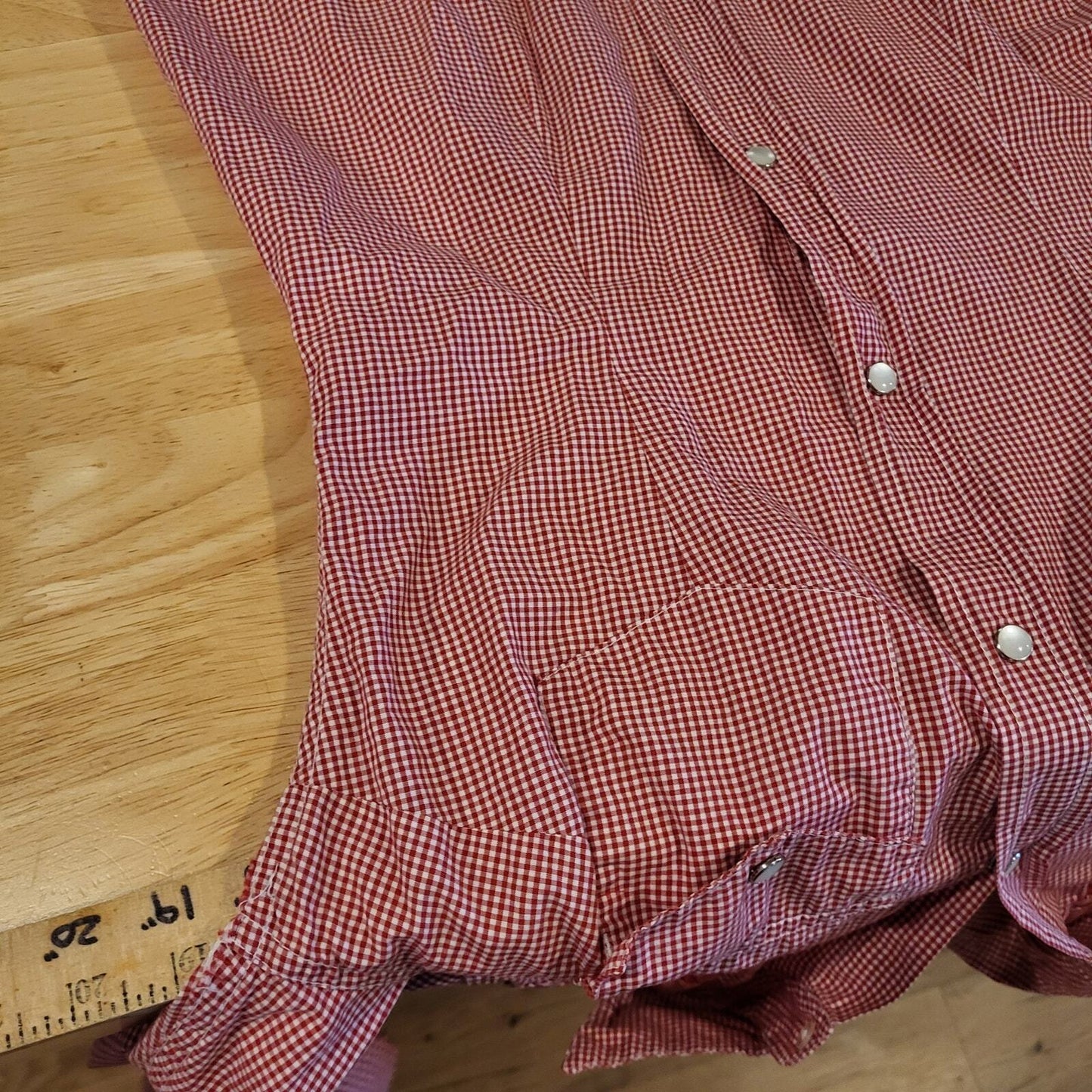 Vintage Sailor Jerry Red Gingham Pearl Snap Shirt Dress 18" P2P 32" Waist