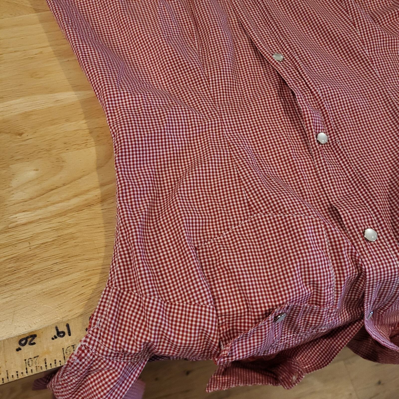 Vintage Sailor Jerry Red Gingham Pearl Snap Shirt Dress 18" P2P 32" Waist