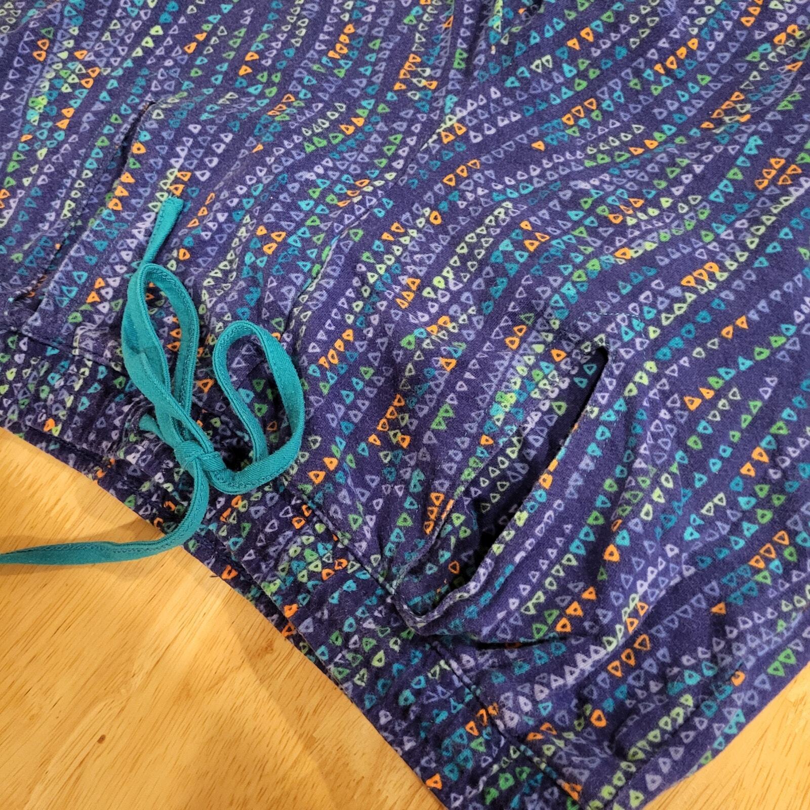 Axcess By Liz Claiborn 100% Cotton Vintage Geometric Blue Knit Elastic Waist
