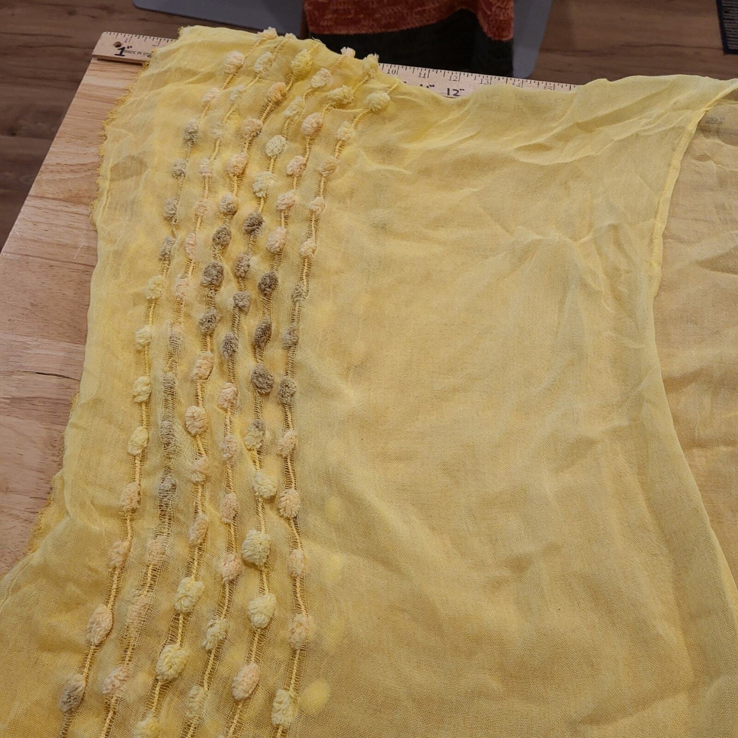 Yellow Accessory St Beach Cover Sheer Pom Pom Embellishment Viscose O/S