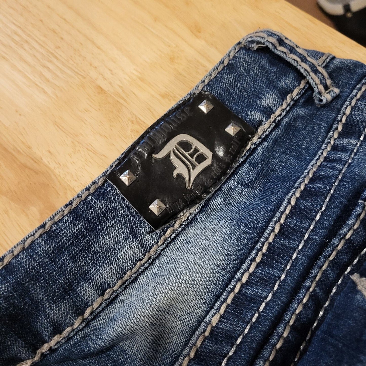 Vintage Dollhouse Jeans 40" Waist Ripped Crotch Damaged Y2K Craft