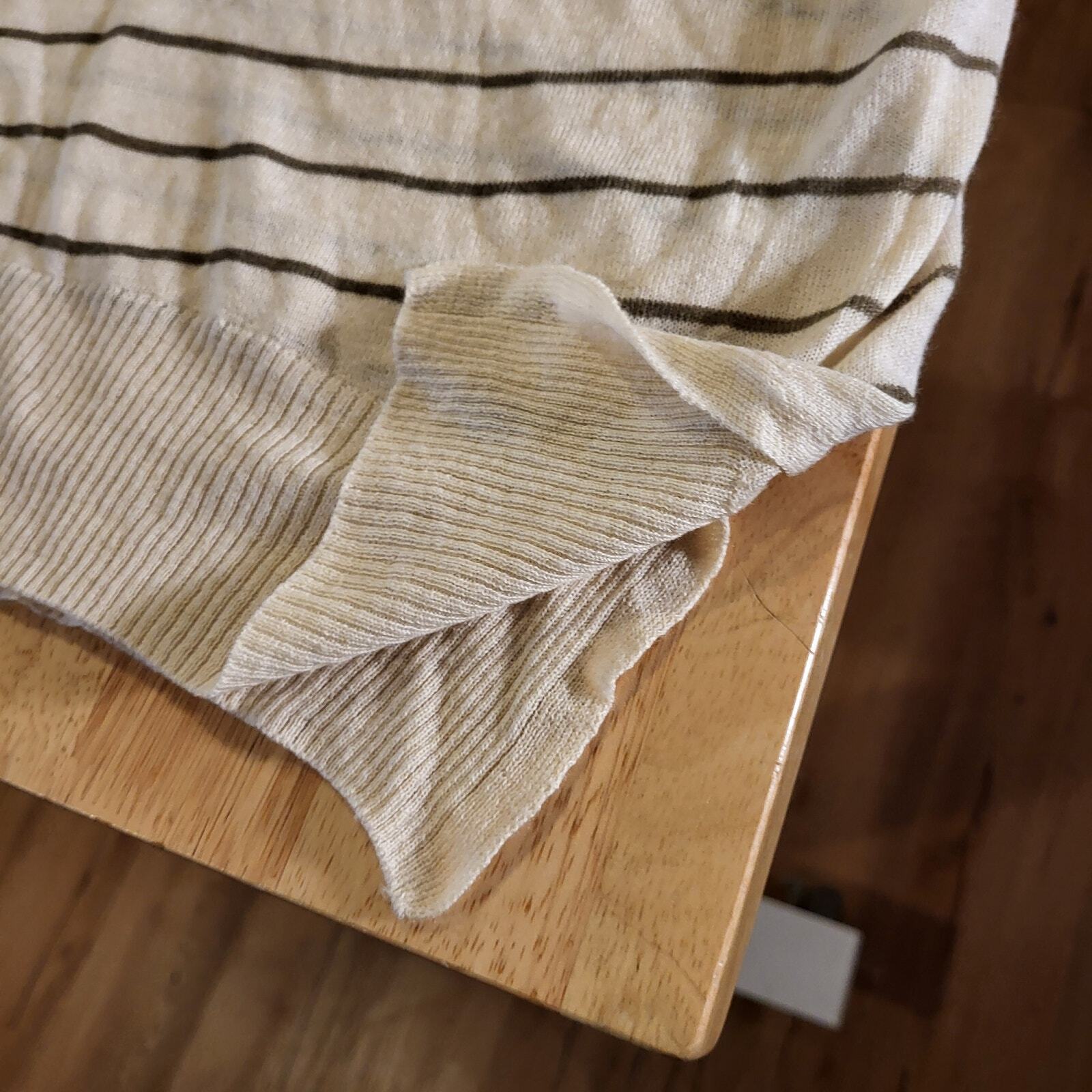 NWT La Made Yellow White Cotton Wool Cashmere Blend Stripe V-Neck Sweater