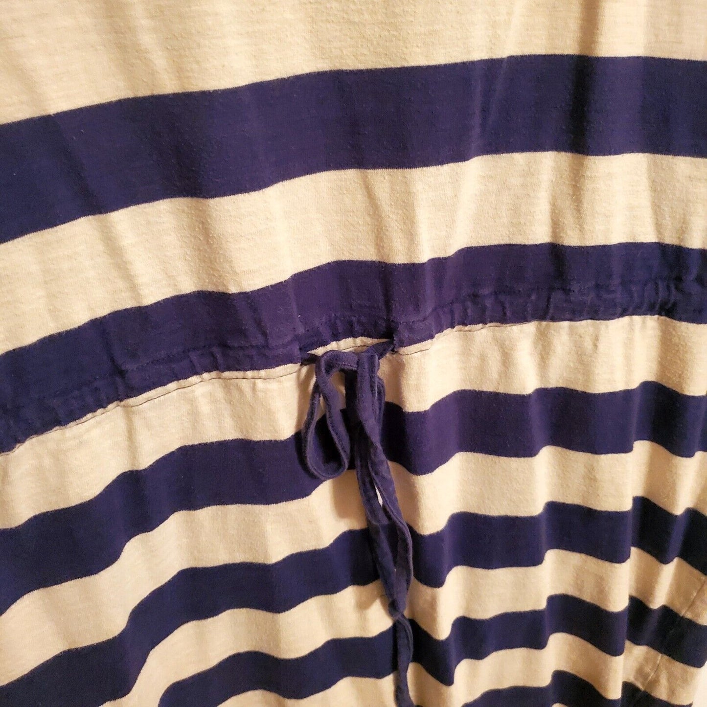 Merona Blue Striped Knit Mini Dress Adjustable Waist 3/4 Sleeve