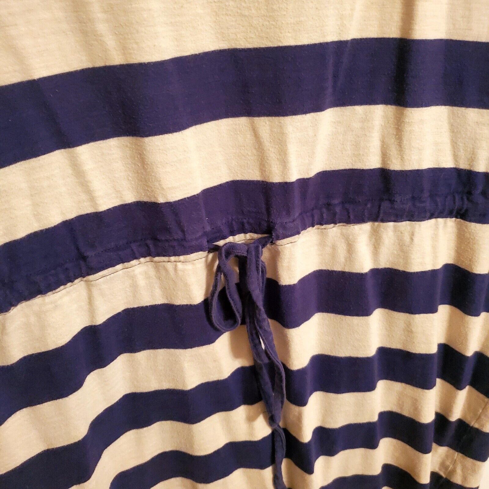 Merona Blue Striped Knit Mini Dress Adjustable Waist 3/4 Sleeve
