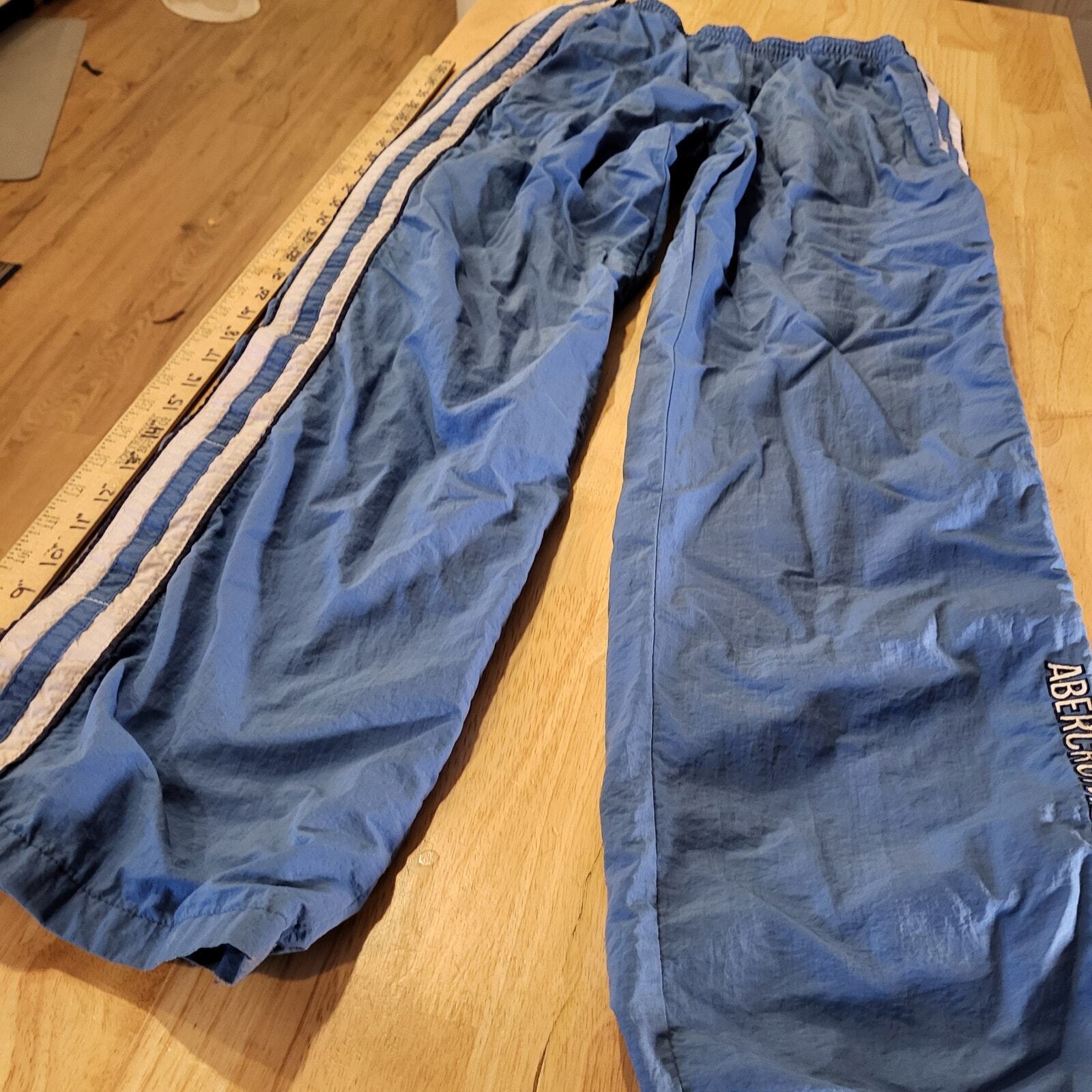 Vintage Abercrombie & Fitch Blue Breakaway Snap Windbreaker Jersey Lined Pants S