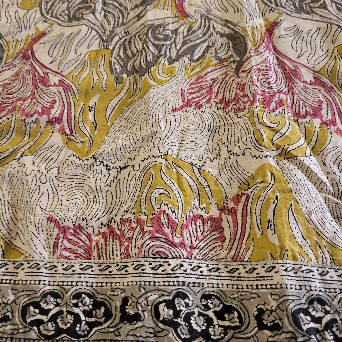 Cotton India Printed Blouse Woven 3/4 Sleeve Small