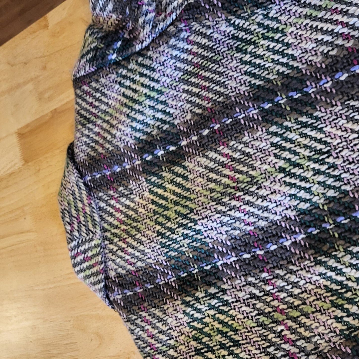 Kasper Pink & Green Short Coat Collared Size 8 Tweed Plaid Cuff 
