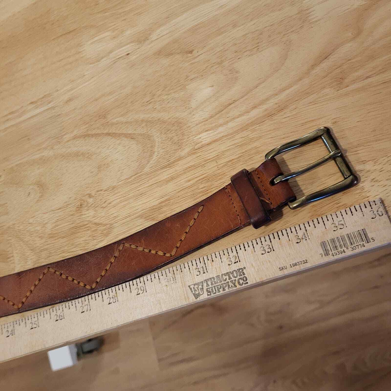 Brown Leather Stitch Detail J. McLaughlin Belt  46" Long 1.25" Wide