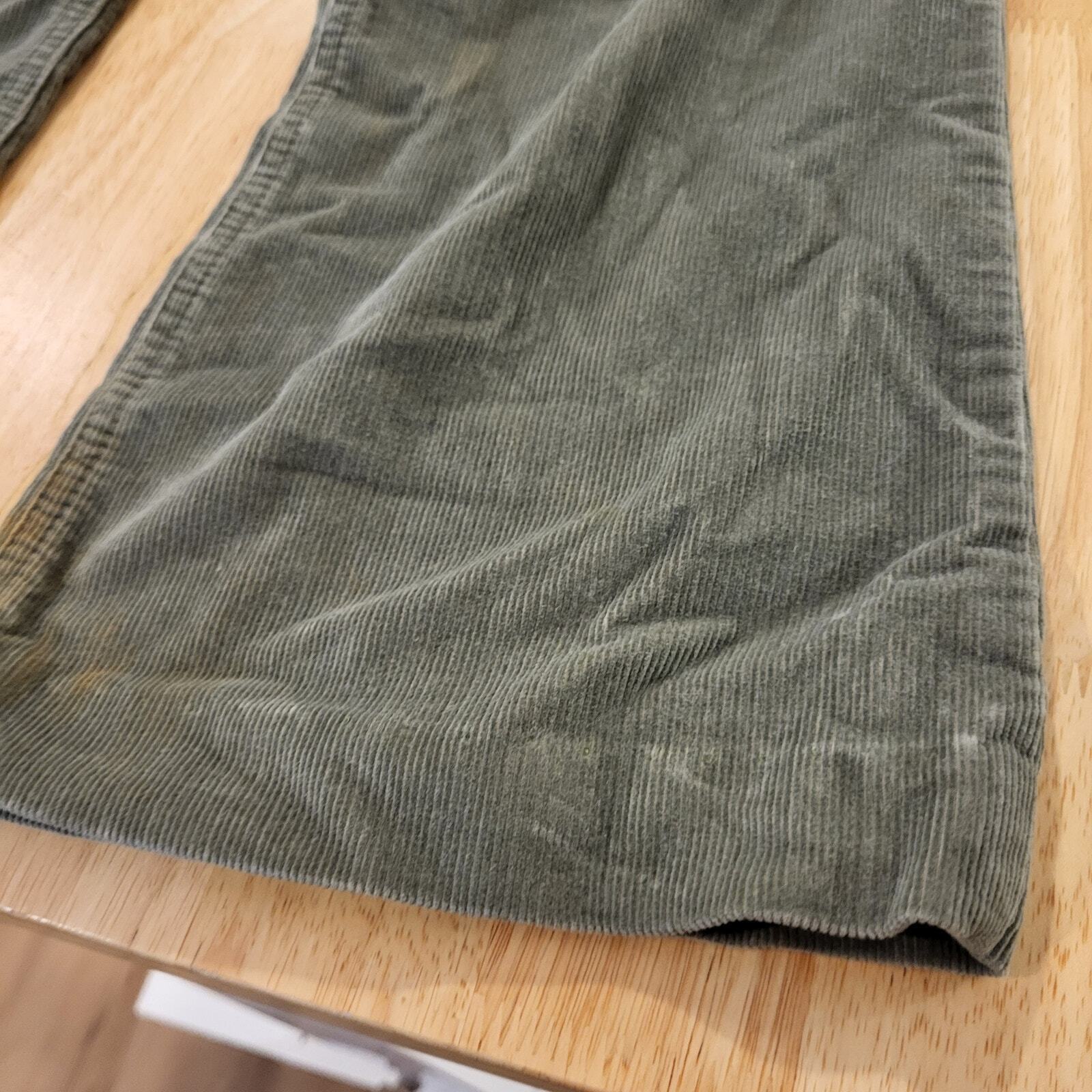 Eddie Bauer Cotton Blend Sage Green Corduroy Slacks 8 32" Waist Wide Leg